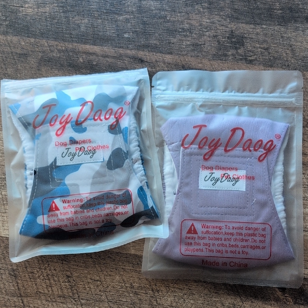 Joy Daog Xs Male Dog Diapers in Blue and Purple